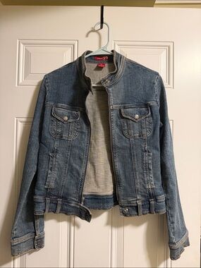 Forever 21 Light Blue Denim Jean Jacket with Stand Collar